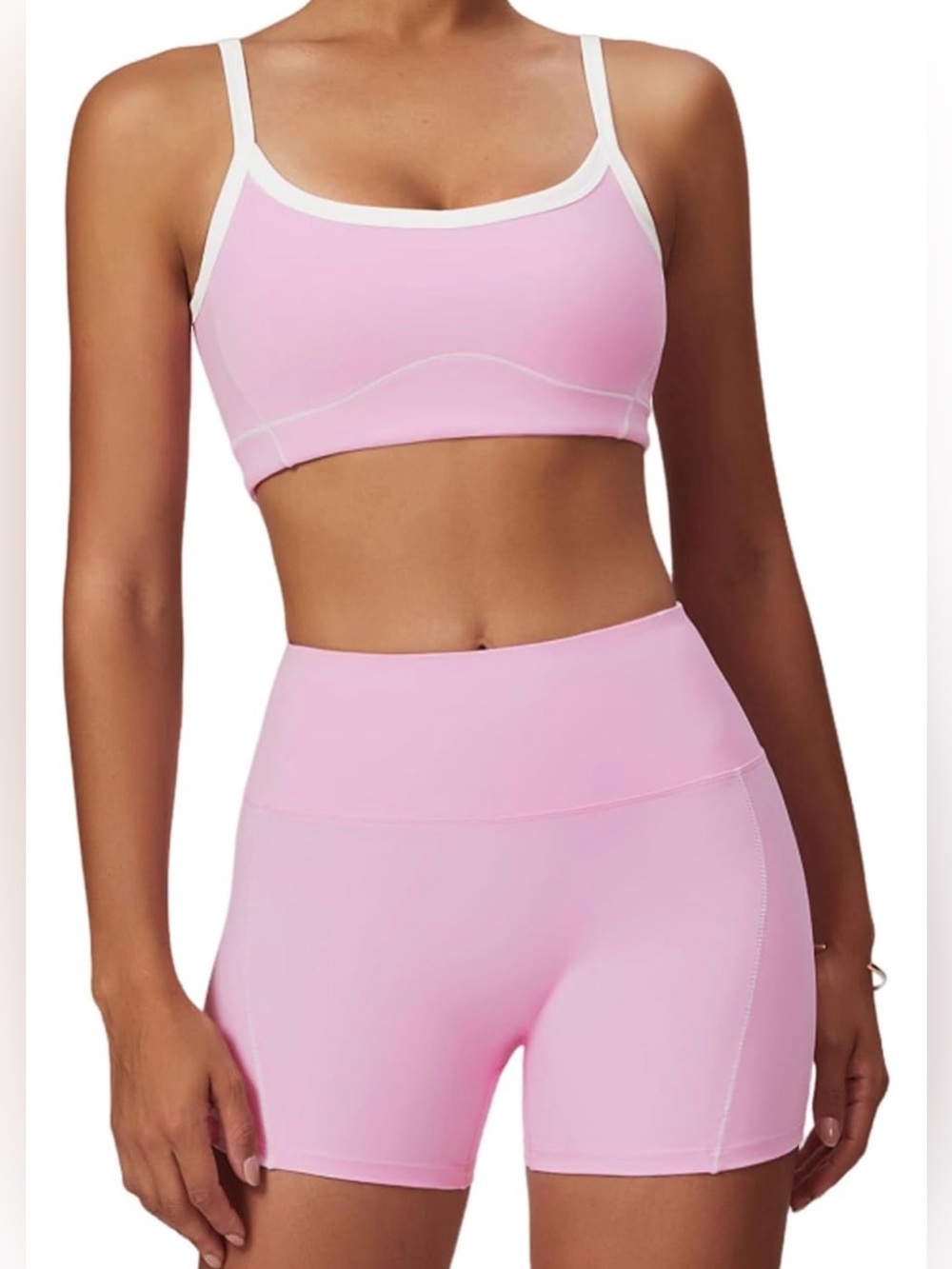 Two Piece Women Workout Set Color Block Sports Bra and Lifting Shorts Size Small
